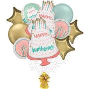 Premium Happy Cake Day Birthday Foil Balloon Bouquet, 8pc
